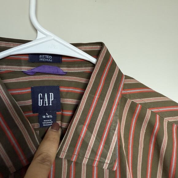 Gap Mens Top Large Striped Long Sleeve Button Collared 80s Poplin Office Preppy - Picture 3 of 6